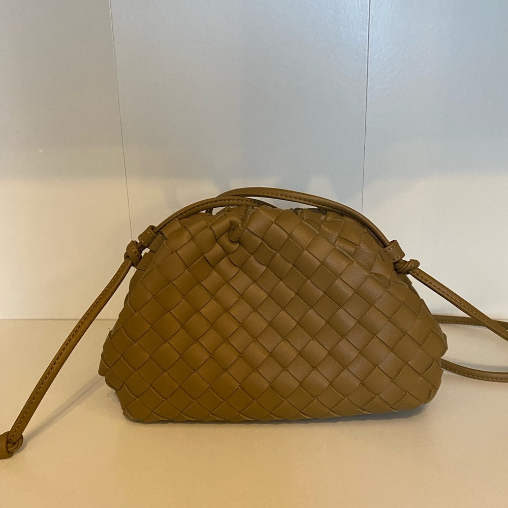 woven knot soft leather bag